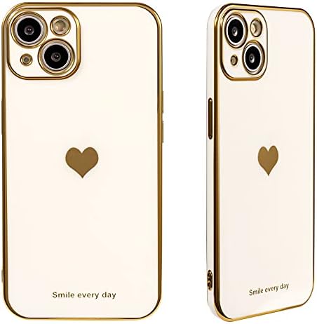 Spobit Kompatibilan za iPhone 13 futrola, slatka zlatna ploča Ljubavna futrola za srce, elektroplata meka