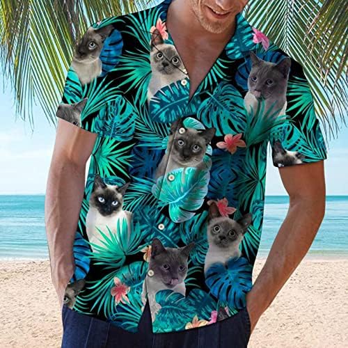 Ruiy Plus Veličina kratkih rukava dolje majice Muškarci Havajska cvjetna tiskana Redovna fit košulja Trendy