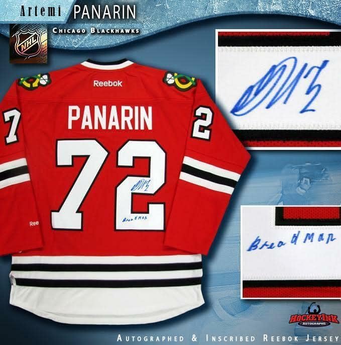 Artemi Panarin potpisao je Chicago Blackhawks Red Reebok Jersey Breadman - autogramirani NHL dresovi
