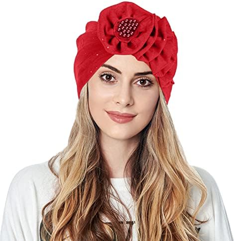 Cvjetna kapa za žene Bohemian Turban pokrivala za glavu jednobojne ženske rastezljive nabrane marame Slouchy