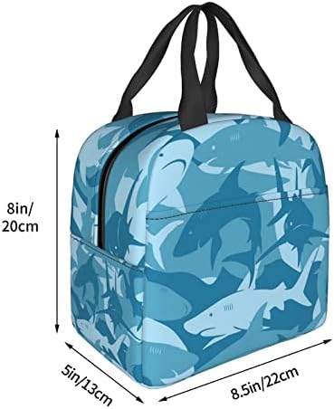 CUAMZST plava izolovana torba za ručak za žene, kutija za ručak za višekratnu upotrebu sa prednjom džepnom