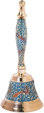 Hashcart Mesing Bell - 7 inčni poziv zvona, ručno izrezbarena velika Pooja Ghanti za hramove, dekorativne