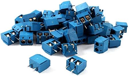 X-DREE 50pcs ravno 5mm Pitch razmak PCB odbora nosač Tip vijak Terminal blokovi konektori plava (50 unids