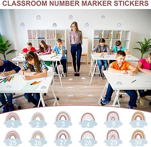 42 komada brojevi naljepnice 1-32 numerirane naljepnice naljepnice u učionici 4 inča Rainbow Boho naljepnice