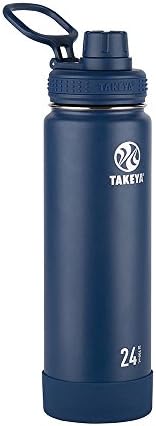 Takeya aktivira izolirana boca vode od nehrđajućeg čelika sa poklopcem izljeva, 24 oz, ponoć plava i nehrđajući čelik boca s vodom sa izljevnim poklopcem, 24 oz, rumenilo