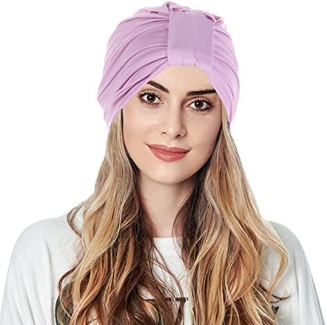 Modni Nabrani Turban kapa za žene etnički Headwrap jednobojni vrećasti prethodno vezani Hemo šeširi elastična