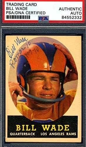Bill Wade PSA DNA COA potpisao je 1958. AUTOGRAFF - NFL AUTOGREME Fudbalske karte