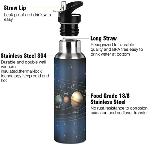 Glaphy Outer Planets Solar System Universe 32 oz flaša za vodu, flaša za vodu sa slamnatim poklopcem izolovani