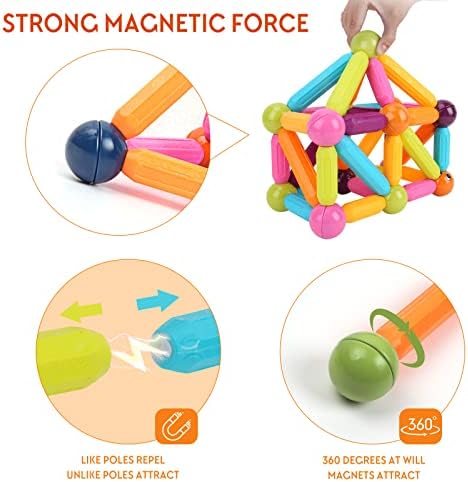 Xiosag magnetne igračke magnetne kuglice i šipke. Magnetni građevinski blokovi palice slaganje igračaka.