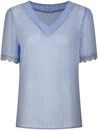 Kratki rukav 2023 odjeća V izrez čipka čipka sa dnevnim boravkom za majicu za teen djevojke vrhunske ljetne