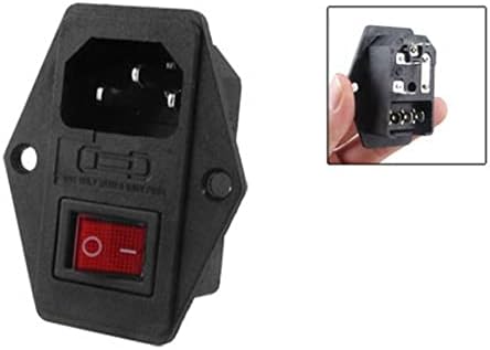 YOCOMYLY 10kom crne plastike kućište 250V 15A 3-pinski C14 utičnica red rocker switch