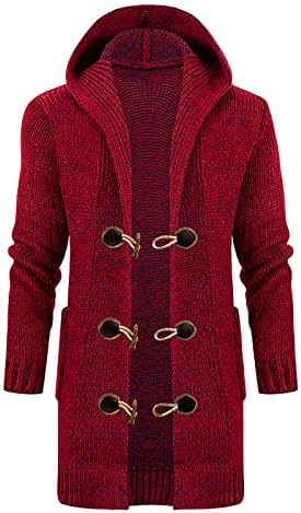 Jakne za muškarce Čvrsti pleteni kaput sa kaputima sa kapuljačom dugim vjetrovima Gumb Cardigan srednje duljine džemper
