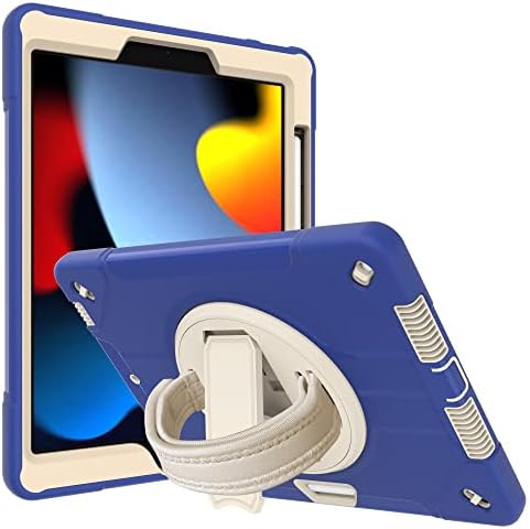 Tablet PC futrola kompatibilan sa iPad 10,2 inčnim (2019/2020 (2019/2020), trosmjerna školjka otporna na otpornost, zaštitni poklopac w Rotiranje Kickstand + ručka otporna na otpornost na prašinu (boja: vruće