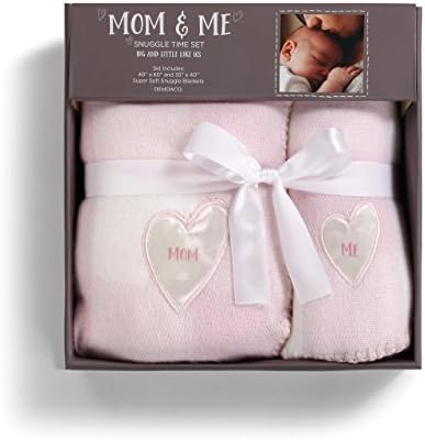 Demdaco Snuggle Time Mama i me srce Baby Pink 60 x 40 Akrilni bacanje pokrivač