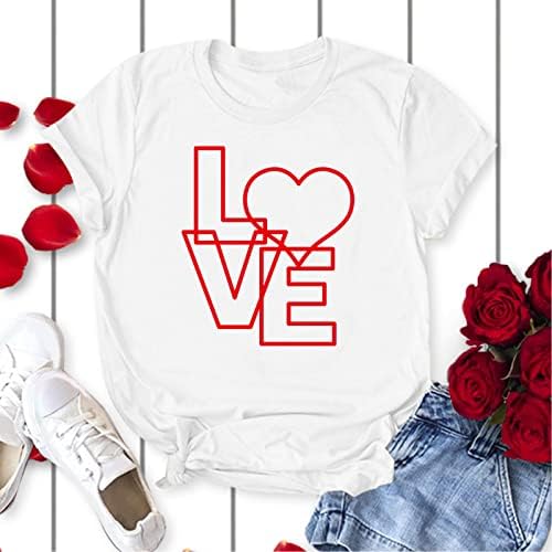 Valentinovo majice za muškarce Žene kratki rukav Ležerne prilike Ležerne prilike Love Print Crew Bluza poklon