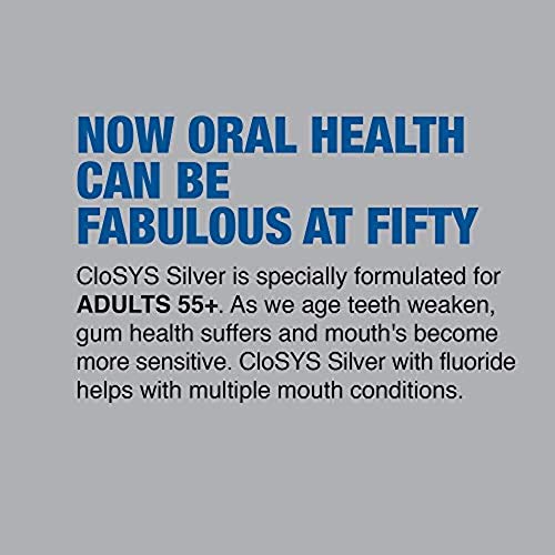 CloSYS Srebrna fluoridna pasta za zube za odrasle 55+, 3,4 unce , Gentle Mint, veličina putovanja, TSA usaglašena,