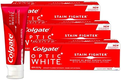 Colgate Optic White Stain Fighter Antikavity Fluoridna Pasta Za Zube, Čista Pasta Od Mente, 4,2 Unce