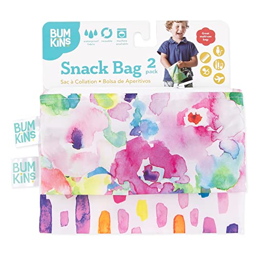 Bumkins torbe za užinu, tkanina za višekratnu upotrebu, periva, sigurna za hranu, BPA besplatno-akvarel