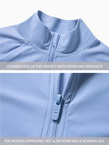 Vsaiddt UPF 50+ jakne za vježbanje za žene Atletic Zip up jaknu za zaštitu od sunca za zaštitu od sunca lagana upf obrezana jakna