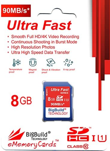 BigBuild tehnologija 8GB Ultra brza SDHC 90MB / s memorijska kartica kompatibilna sa Nikon D3400, D3500,