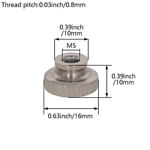 Bettomshin Knurled Thumb Nuts M5 okrugla dugmad sa niklovanim ravnim cvetnim srebrnim tonom 20kom