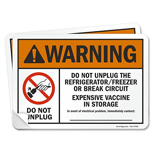 SmartSign 7 x 10 inča Upozorenje - Ne isključujte hladnjak spremište vakcine naljepnice | Narandžasta, crna