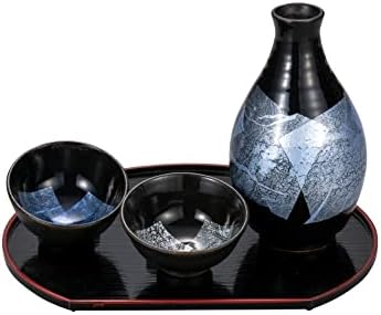 Set sake. Srebro sa ladicom.Japanese Kutani Ware. KTN-K7-1176