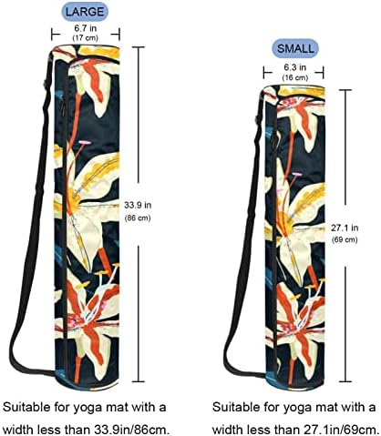 Tiger Lily cvjetnog uzorka Crna Yoga Mat torba za nošenje sa naramenicom Yoga Mat torba torba za teretanu