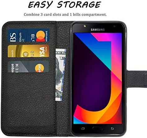 Galaxy J7 Neo/J700/Core / Nxt Case novčanik Crna, D DESSVON Samsung Galaxy J7 2015 kožna torbica, tanka PU kožna preklopna navlaka sa držačem kartice postolje za magnetno zatvaranje telefona za muškarce