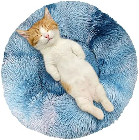 Meki plišani okrugli krevet za kućne ljubimce za Mačke Psi, protuklizna vodootporna baza umirujući krevet