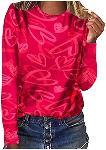 Ženske majice za Dan zaljubljenih, Print srca ed Casual puloveri, duksevi sa dugim rukavima, modna košulja