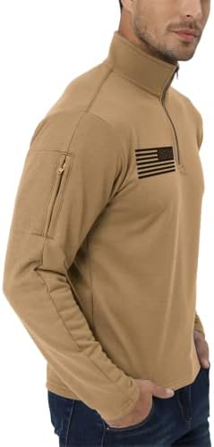BlackTeak muške američke zastave grafički duksevi Patriotski dugi rukavi sa postoljem ovratnici majice Quarter
