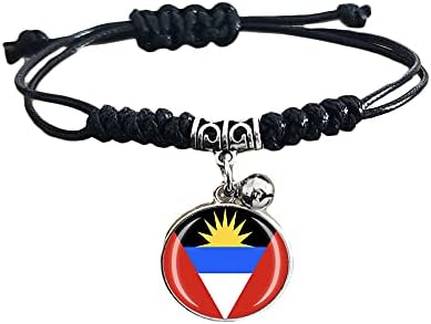 Antigva i Barbuda Zastava pletena narukvica Podesiva najlon lanac Kristalna narukvica suvenir,Moda ručno