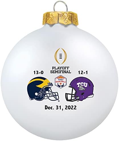 Tree Trophy NCAA 2022 College Football plej-ofa Glass Ball božićno drvo Ornament-3 1/4 - Fiesta Bowl-Bijela