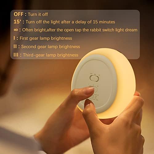 POQCCT Decor noćno svjetlo za djecu USB punjiva slatka zečica LED lampa sa tajmerom & amp; kontrola dodira