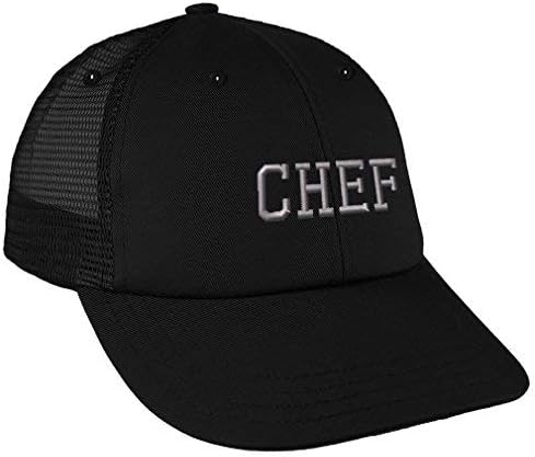 Srebrna slova Chef vez dizajn niske krune mrežice Golf snapback šešir crni
