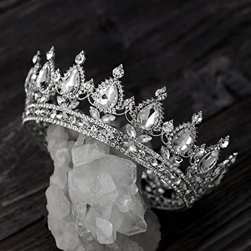 SWEETV Crystal Queen Crown za žene, traka za glavu od vjenčane tijare od vještačkog dijamanta, full Round
