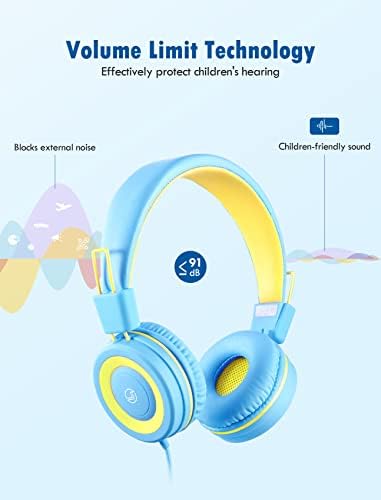 Glasove dječje slušalice sa mikrofonom, ožičenim dječjim slušalicama sa ograničenjem zapremine 91db i dijeljenje