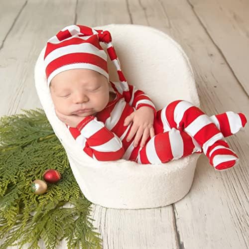 Božić Novorođenče Beba Photo Shoot Rekvizite Outfits Kukičanje Odjeća Santa Claus Crveni Šešir Pantalone