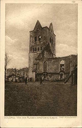 Crkva uništena od strane Rusa fotografija Kuhlewendta Soldaua, Poljska originalna antička razglednica