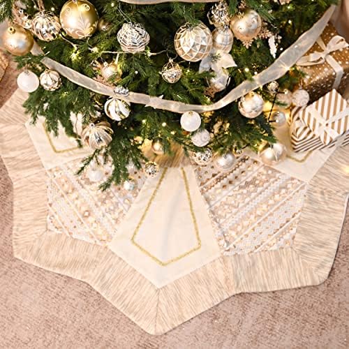Valery Madelyn Bijeli zlatni Božićni ukras Bondle 30ct Božićna kugla ukrasi + 48 inčna suknja za božićnu