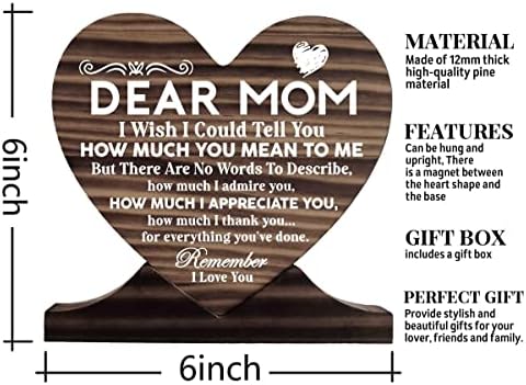 Dragi Mom Wood Sign, sjećam se volim te mama, poklon drveni plak srca, srce za drvo, jedinstvena ideja za