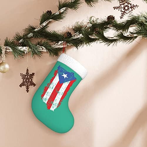 CutedWarf Vintage Portorikanska zastava Božićne čarape Xmas Dekoracija Klasik 18 inča kamin Viseći čarapu