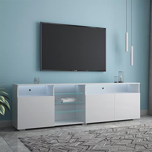 Debela 200x35x55cm Glossy LED TV ormar sa 3 vrata TV stalak za televiziju velikog kapaciteta bijela i crna