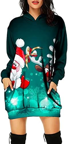 Uikmnh ženska dukserica meka Casual Santa Elk bluza džepni Dugi rukav s kapuljačom Proljetna Božićna dukserica