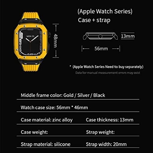 Kanuz Legura sa sat kabine za Apple Watch serija 7 6 5 4 SE 45mm 42mm 44mm Luksuzni metalni gumeni od nehrđajućeg