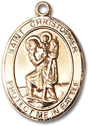 Bonyak nakit 14kt žuto zlato St. Christopher medalja 3/4 X 1/2 inča