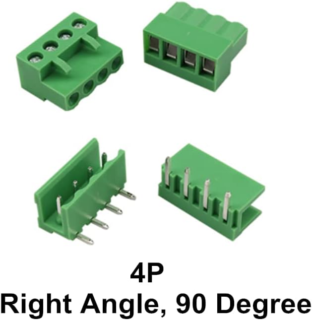 5 set 3.96 mm Pitch 4pin konektorski kompleti zakrivljena igla 90 stepeni pod pravim uglom terminalni blokovi kompleti konektora PCB vijčani utikač + pinska utičnica