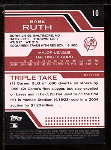 Babe Ruth Card 2008 TOPPPS trokrevetne niti br. 10