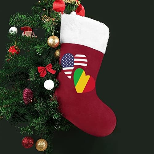 Mali američki zastava Crvene božićne čarape Početna Ukrasi za Xmas Tree Kamin Viseće čarape